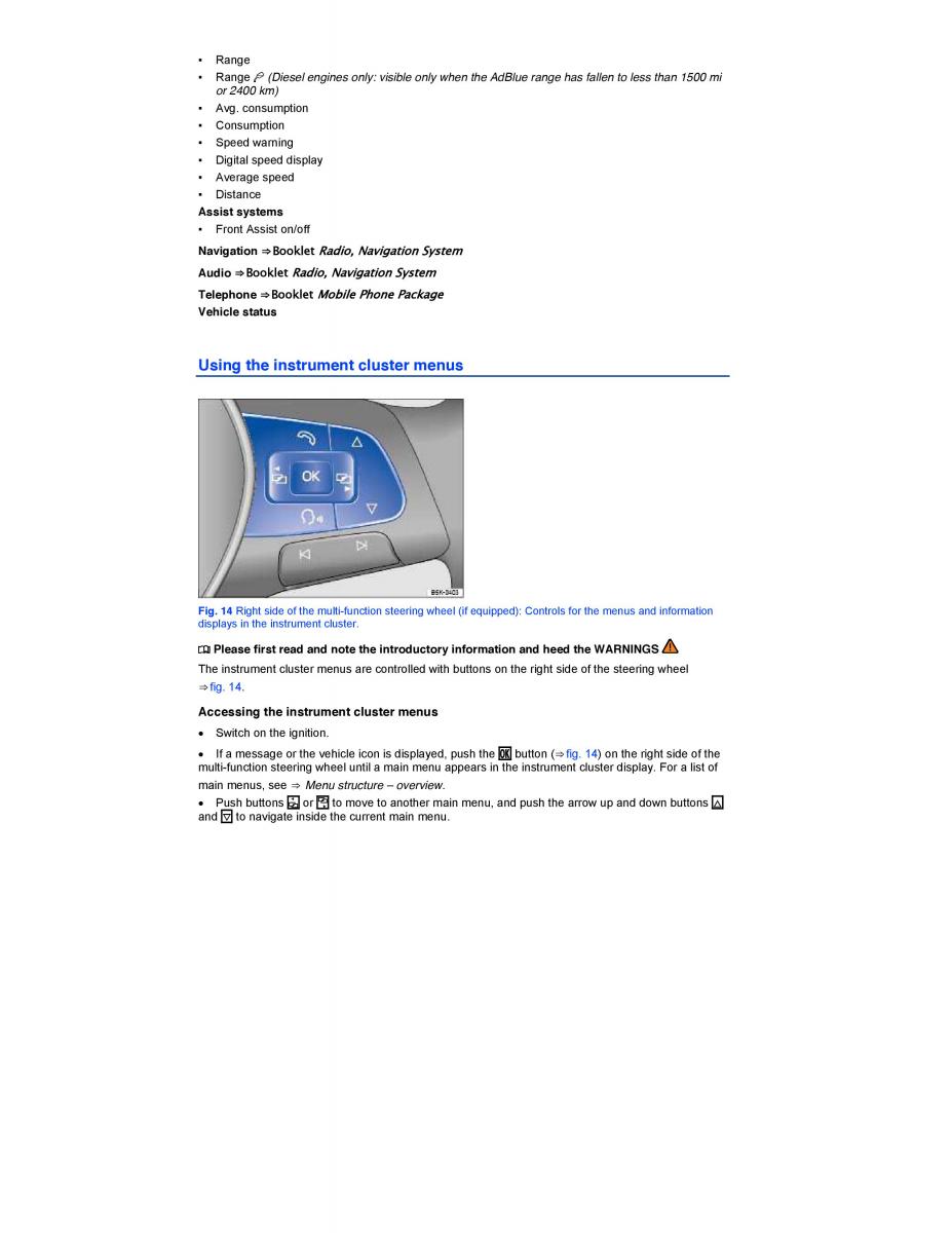 VW Golf VII 7 SportWagen Variant owners manual / page 26