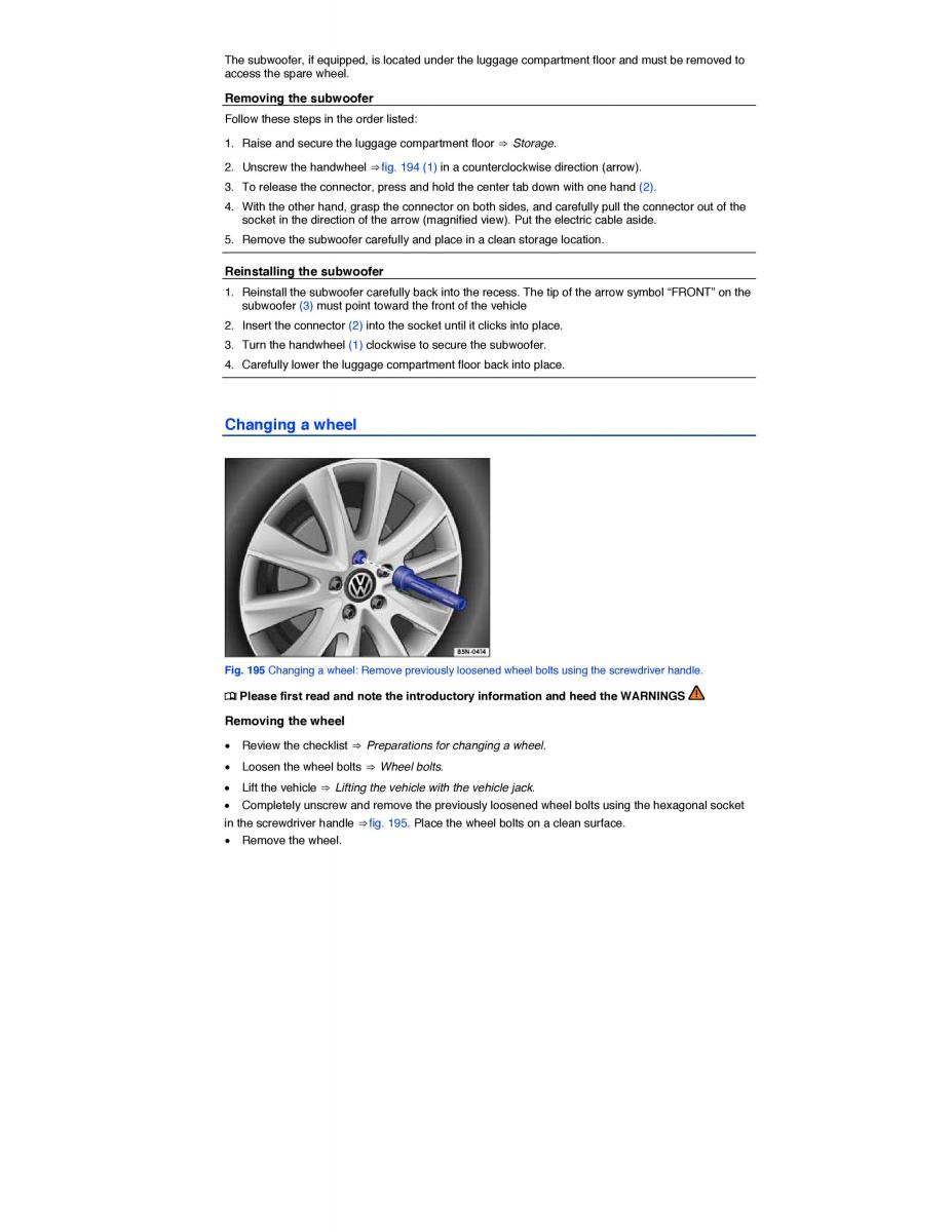 VW Golf VII 7 SportWagen Variant owners manual / page 421