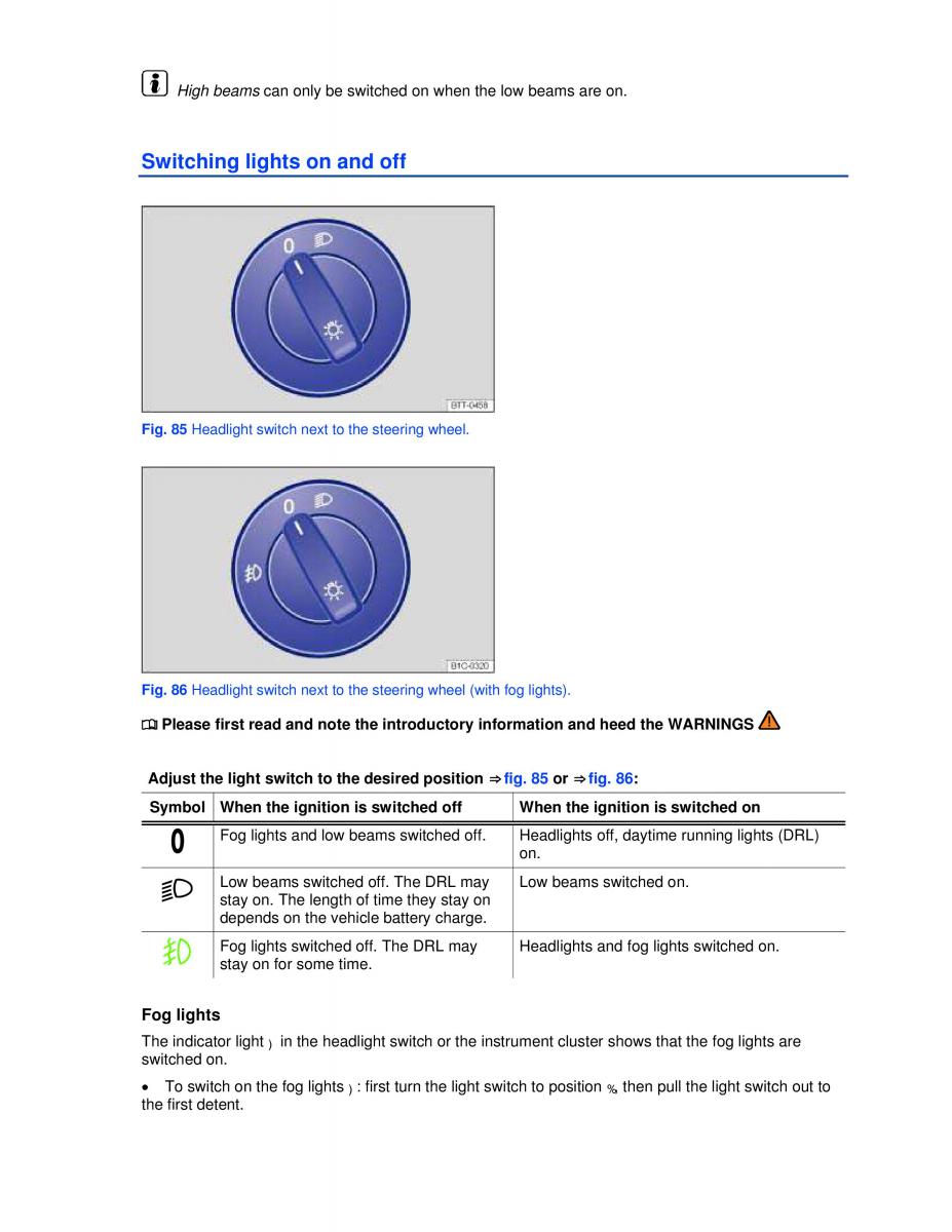 VW Golf VI 6 GTI owners manual / page 94