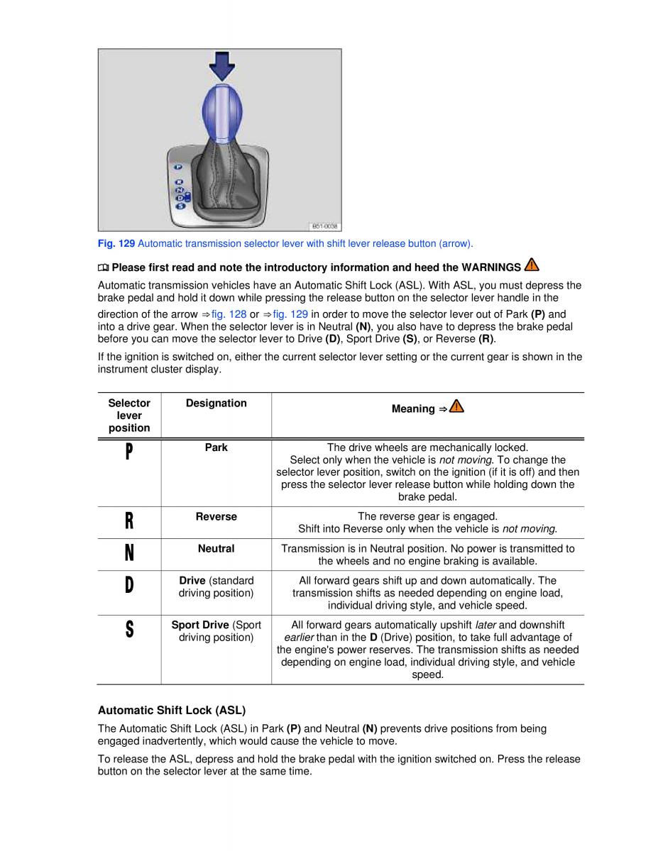 VW Golf VI 6 GTI owners manual / page 126