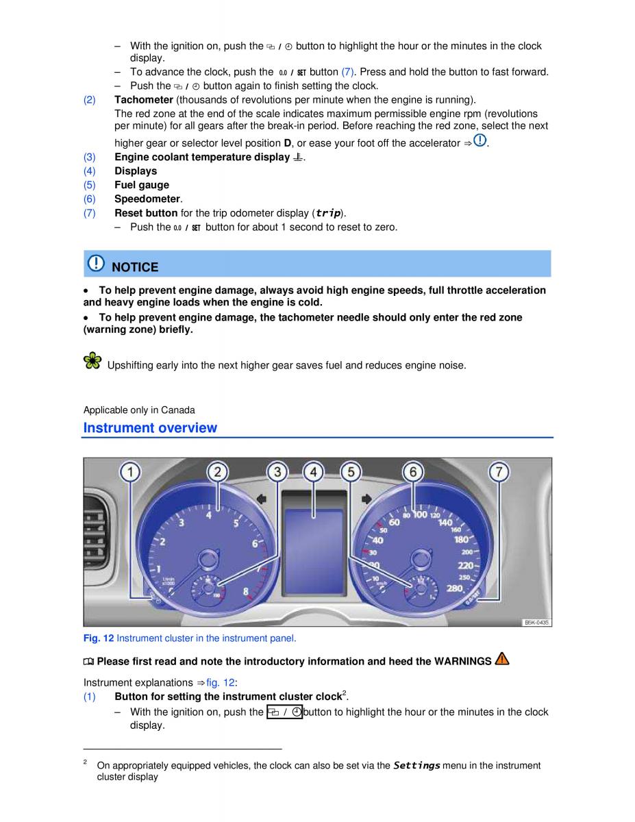 VW Golf VI 6 GTI owners manual / page 13