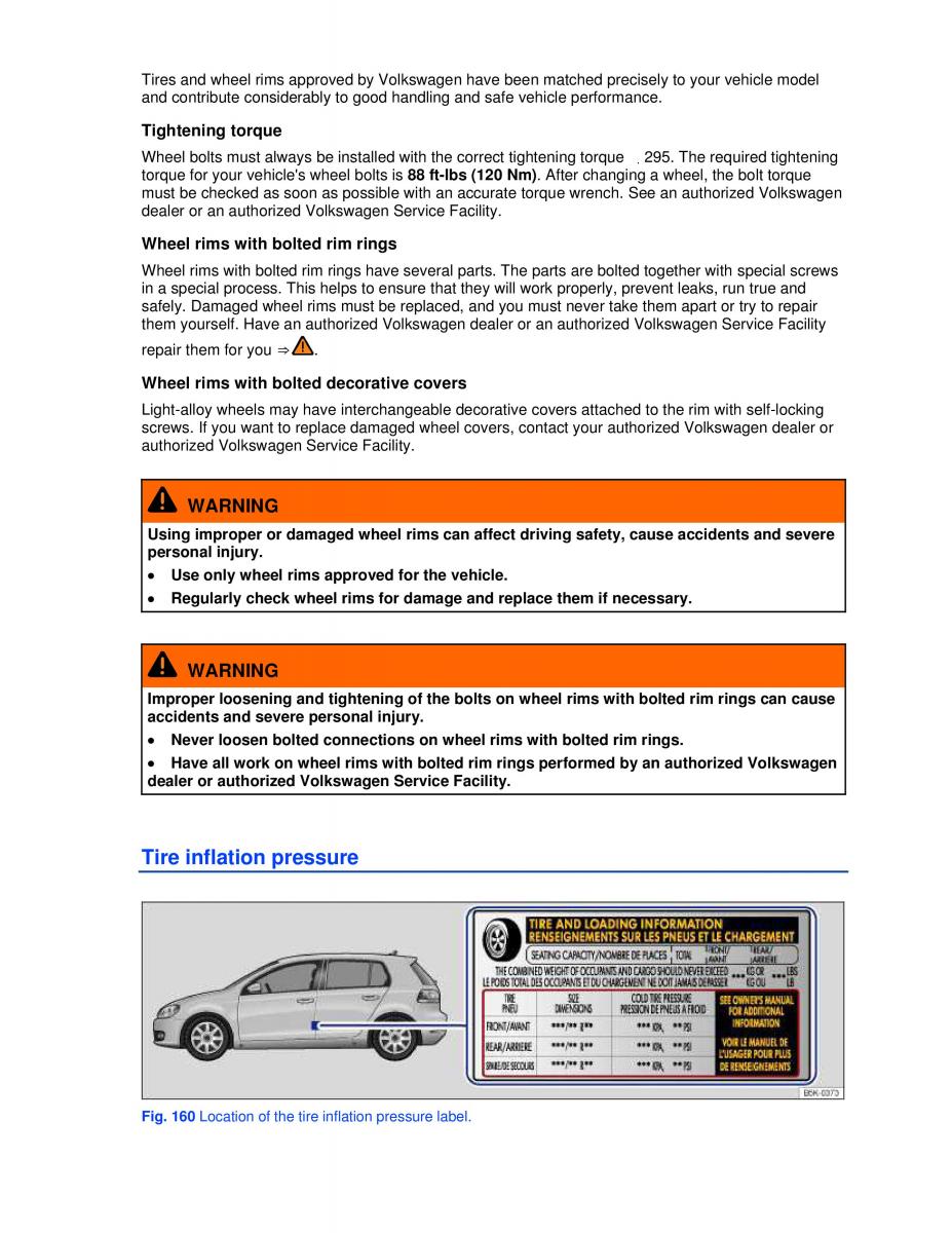 VW Golf VI 6 GTI owners manual / page 251