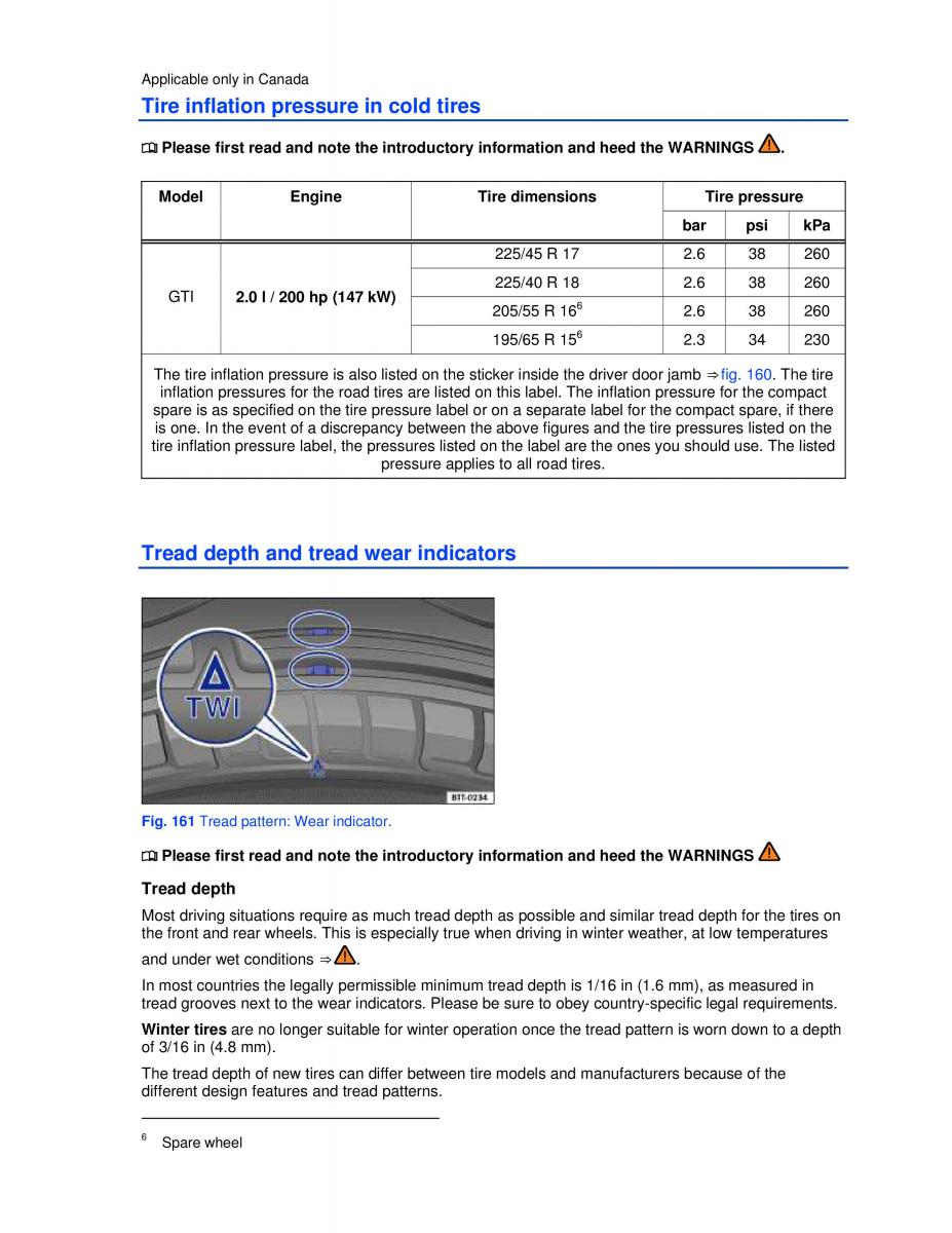 VW Golf VI 6 GTI owners manual / page 253