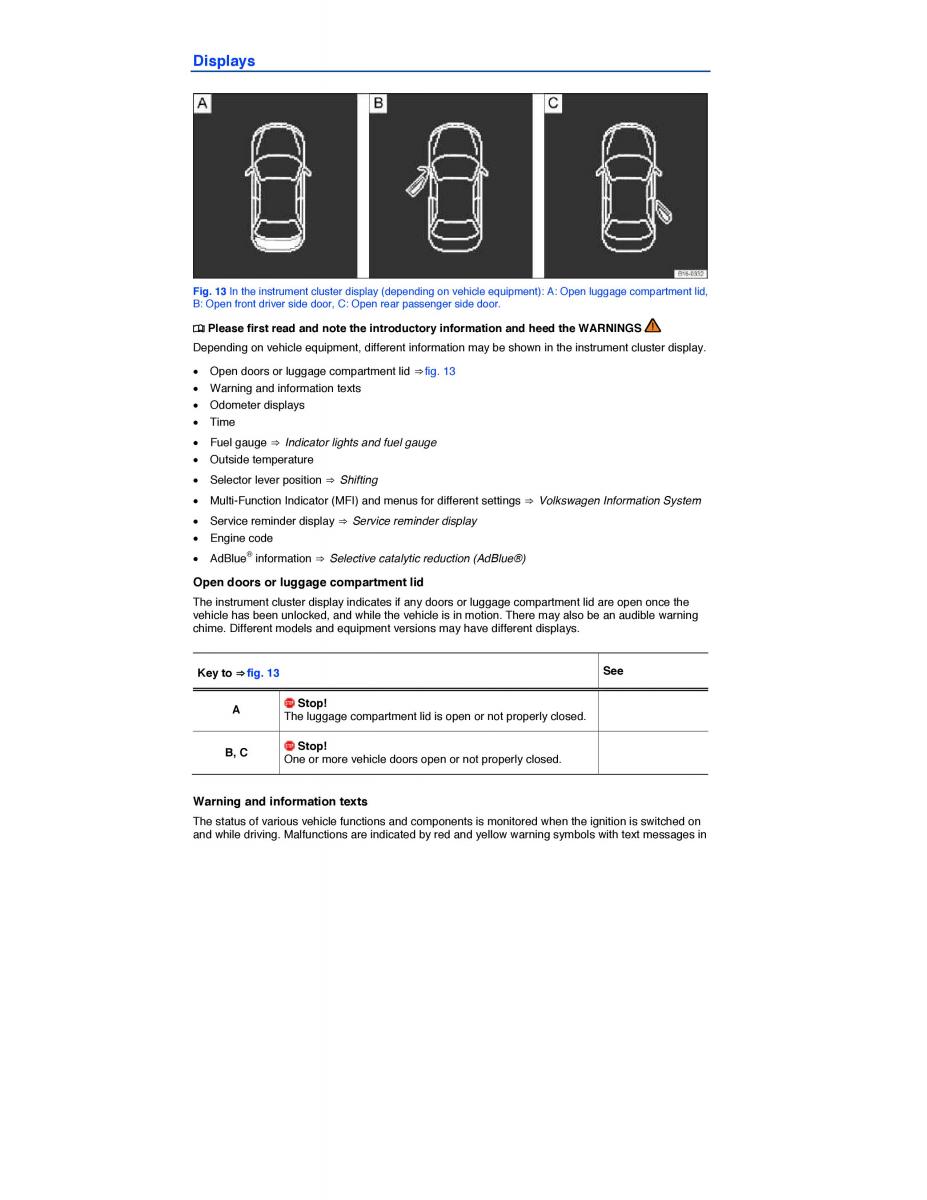 VW Jetta VI 6 owners manual / page 14