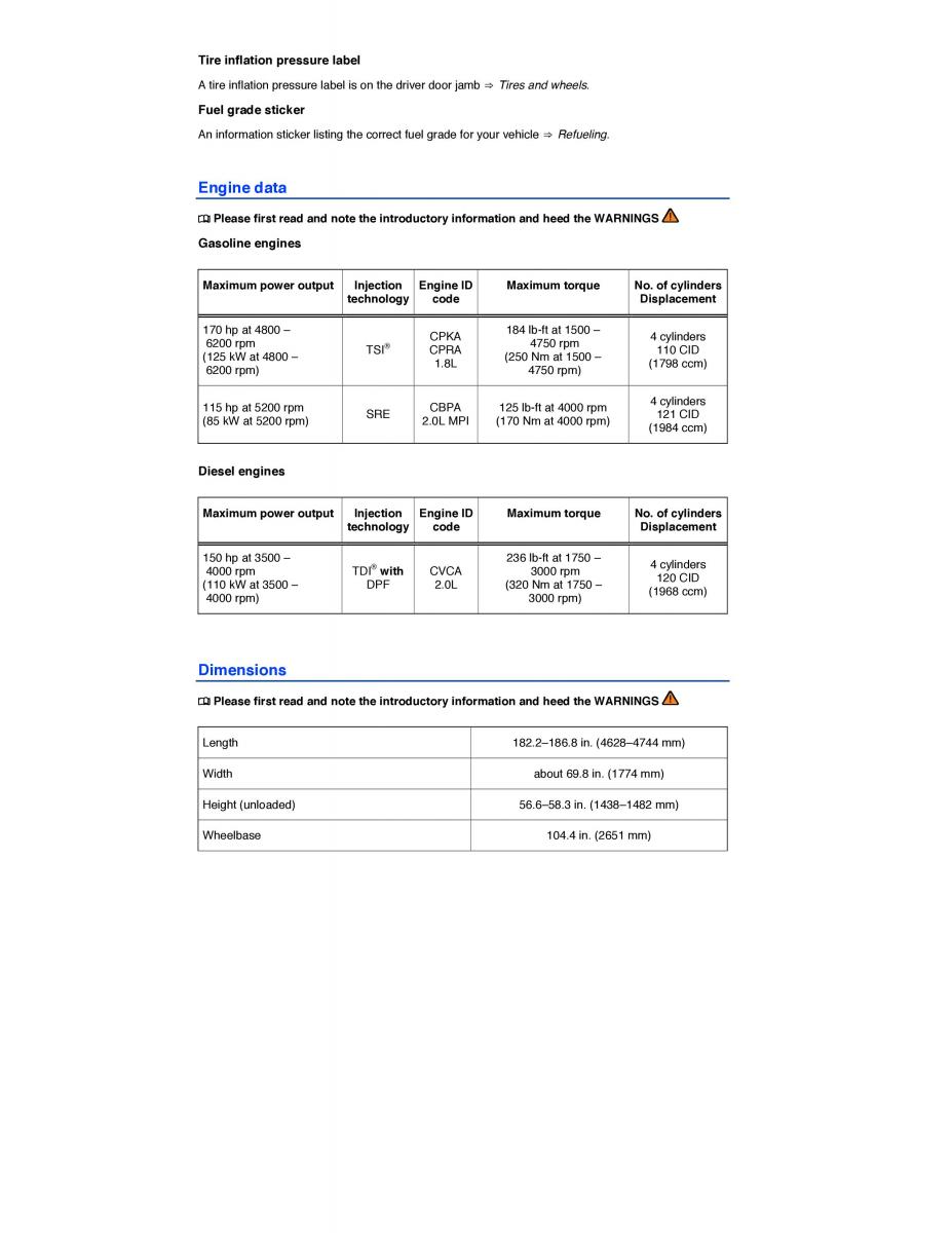 VW Jetta VI 6 owners manual / page 40