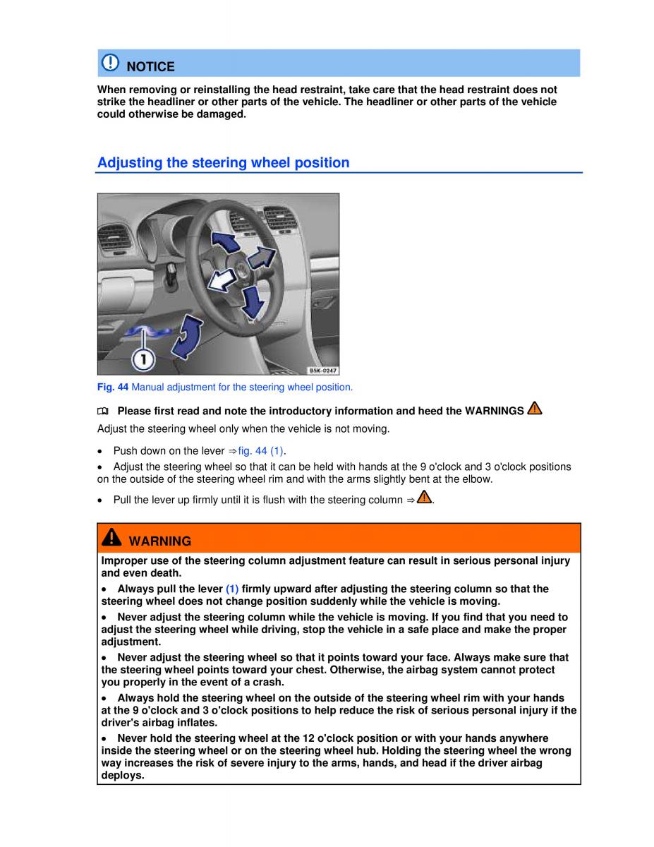 VW Jetta VI SportWagen owners manual / page 72