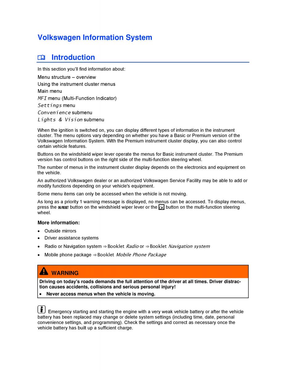 VW Jetta VI SportWagen owners manual / page 20