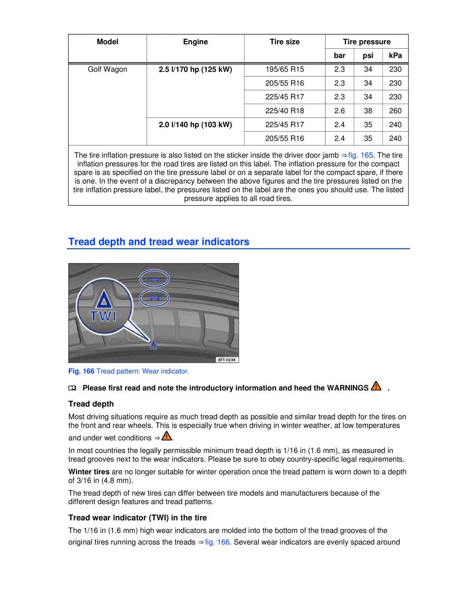 VW Jetta VI SportWagen owners manual / page 260