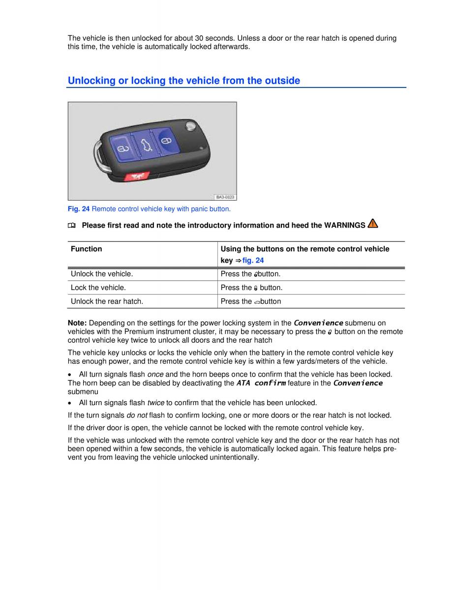 VW Jetta VI SportWagen owners manual / page 42