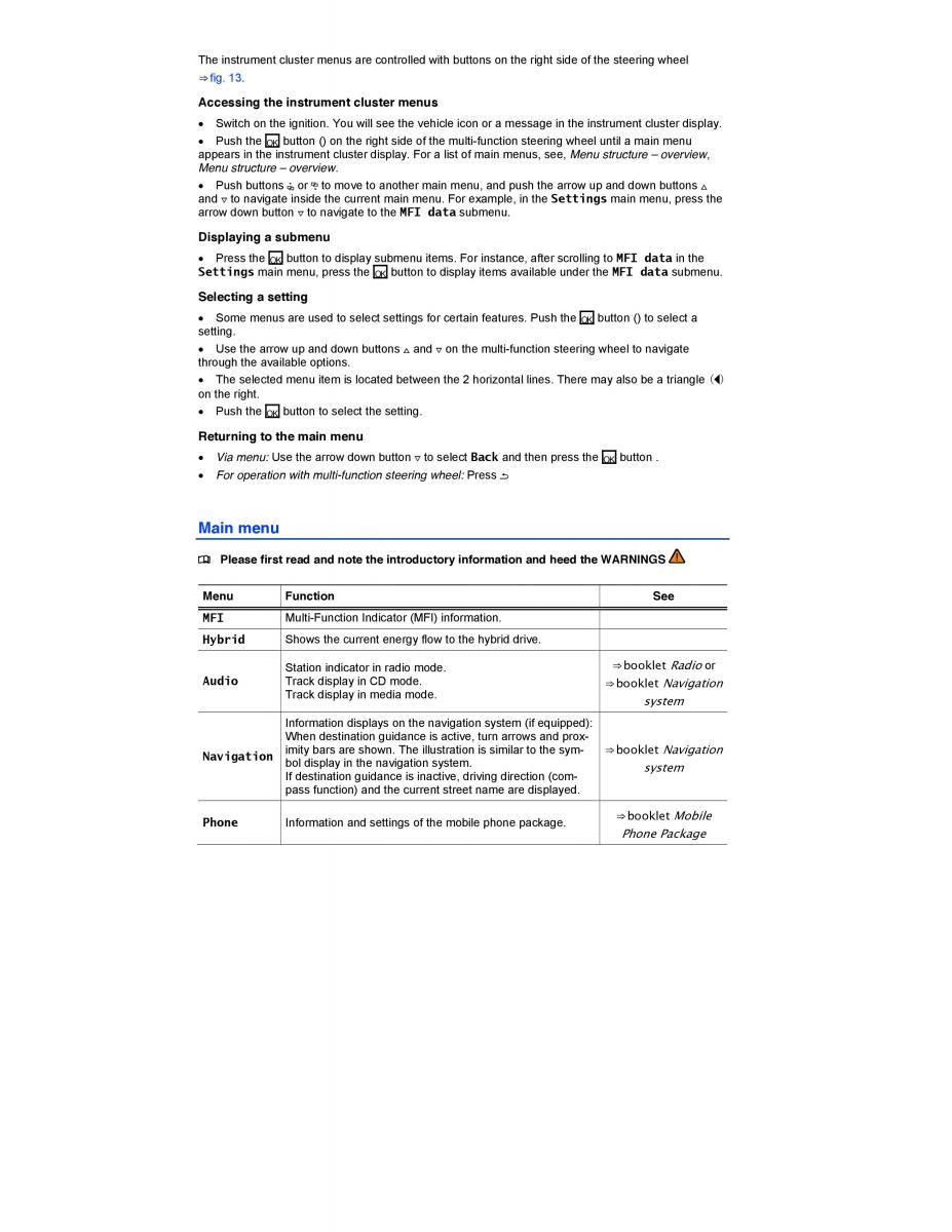 VW Jetta VI 6 Hybrid owners manual / page 20