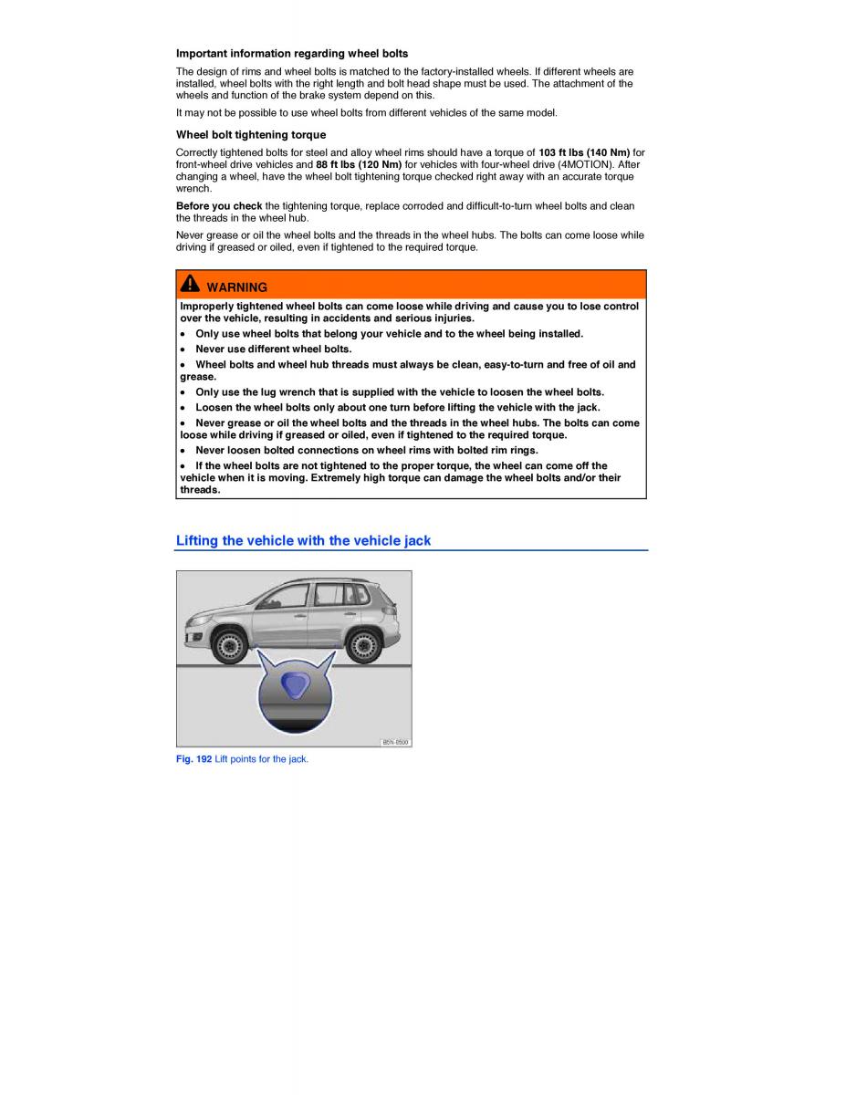 VW Tiguan owners manual / page 384