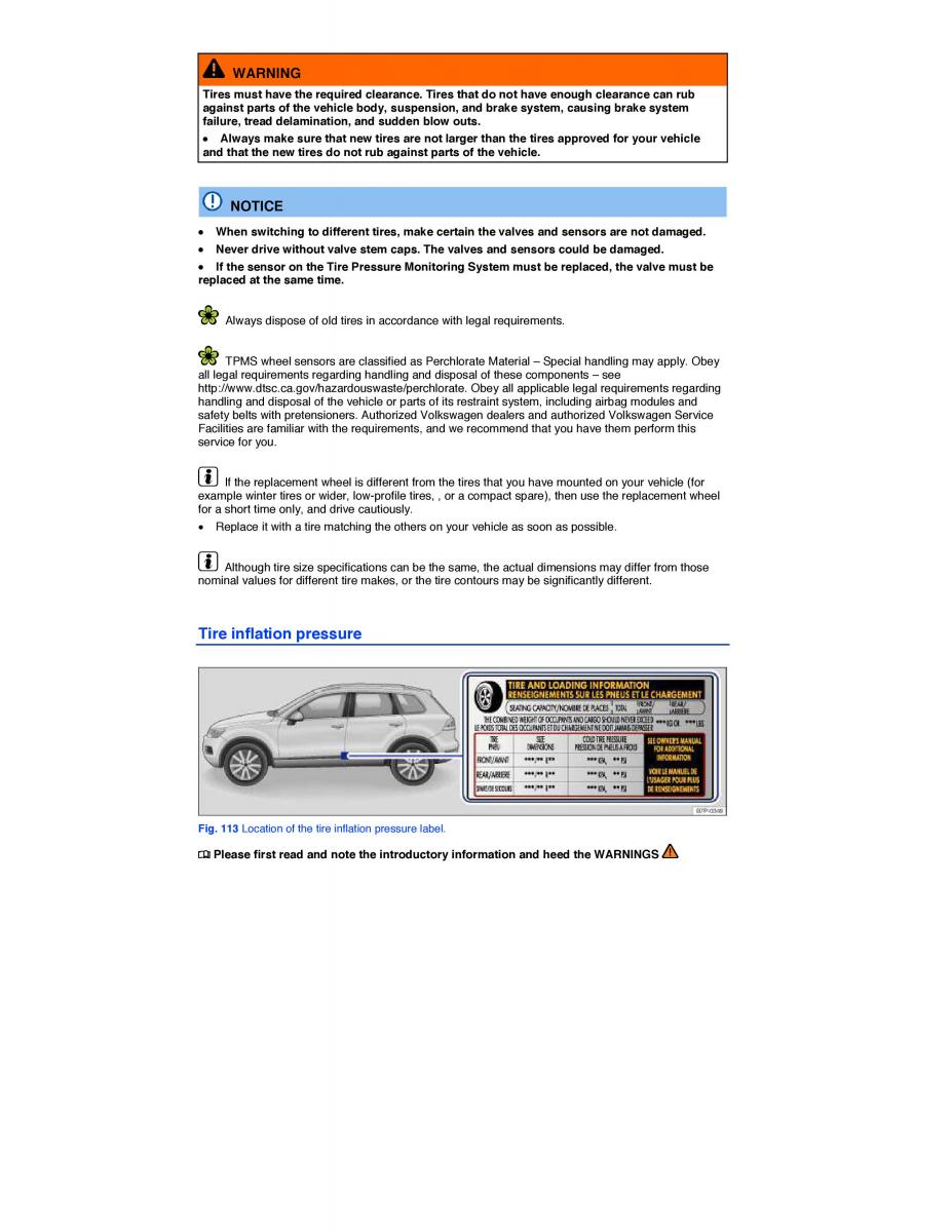 VW Touareg II 2 owners manual / page 173