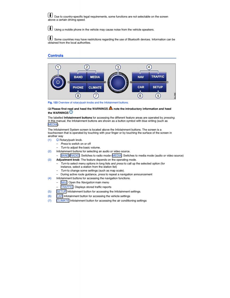 VW Touareg II 2 owners manual / page 219