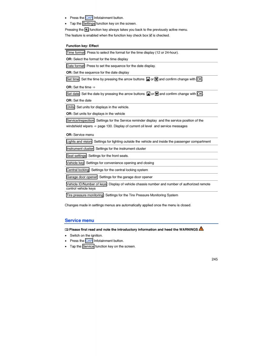 VW Touareg II 2 owners manual / page 238