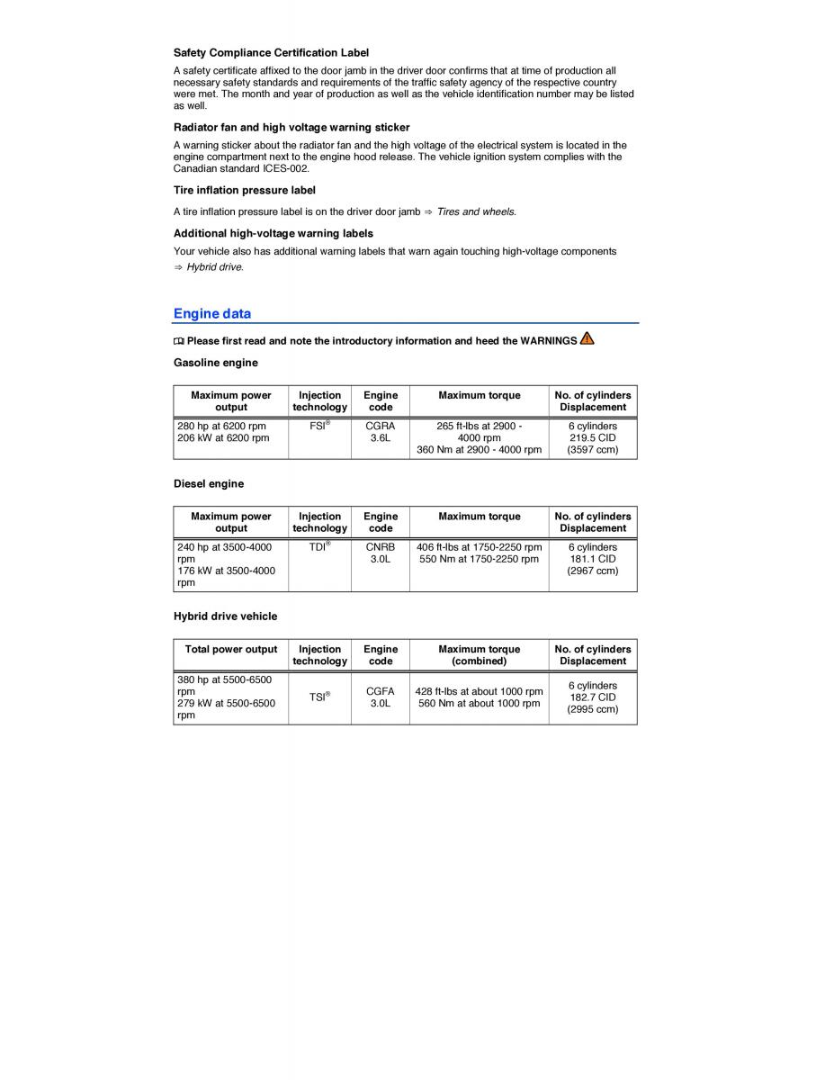 VW Touareg II 2 owners manual / page 29