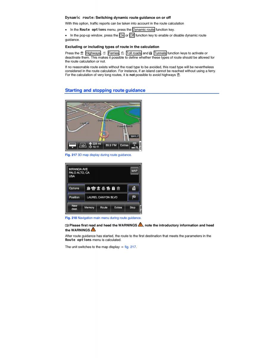 VW Touareg II 2 owners manual / page 320