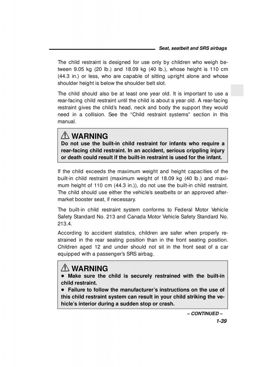 Subaru Outback Legacy owners manual / page 59