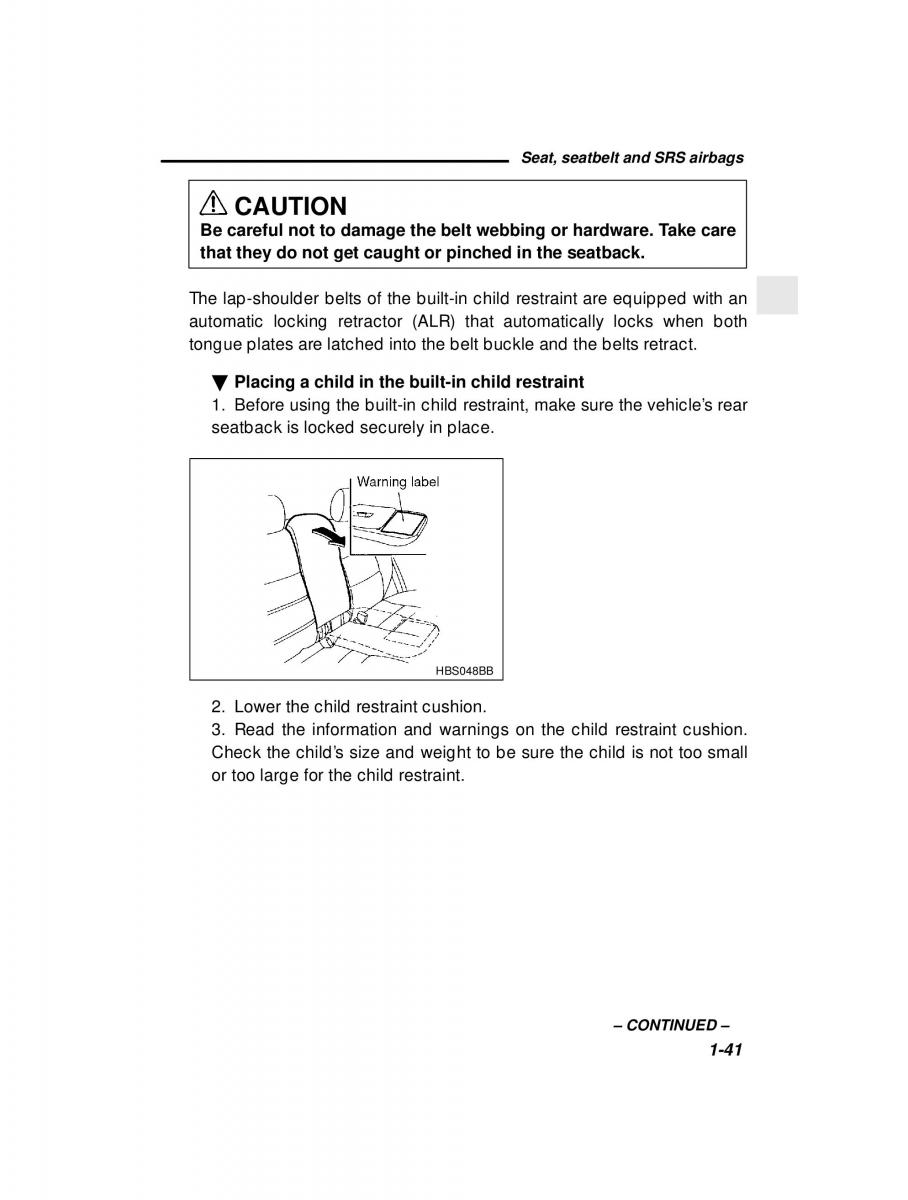 manual  Subaru Outback Legacy owners manual / page 61