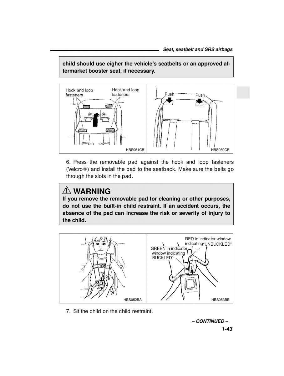 Subaru Outback Legacy owners manual / page 63