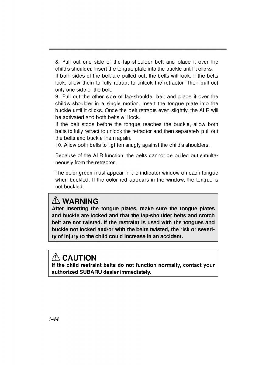 manual  Subaru Outback Legacy owners manual / page 64