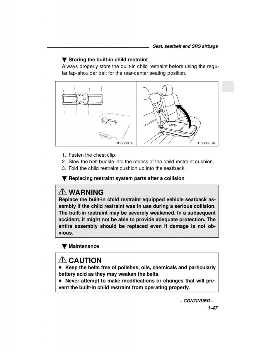 manual  Subaru Outback Legacy owners manual / page 67