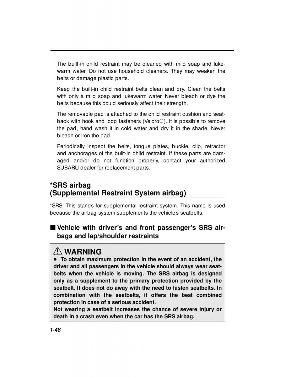 manual  Subaru Outback Legacy owners manual / page 68