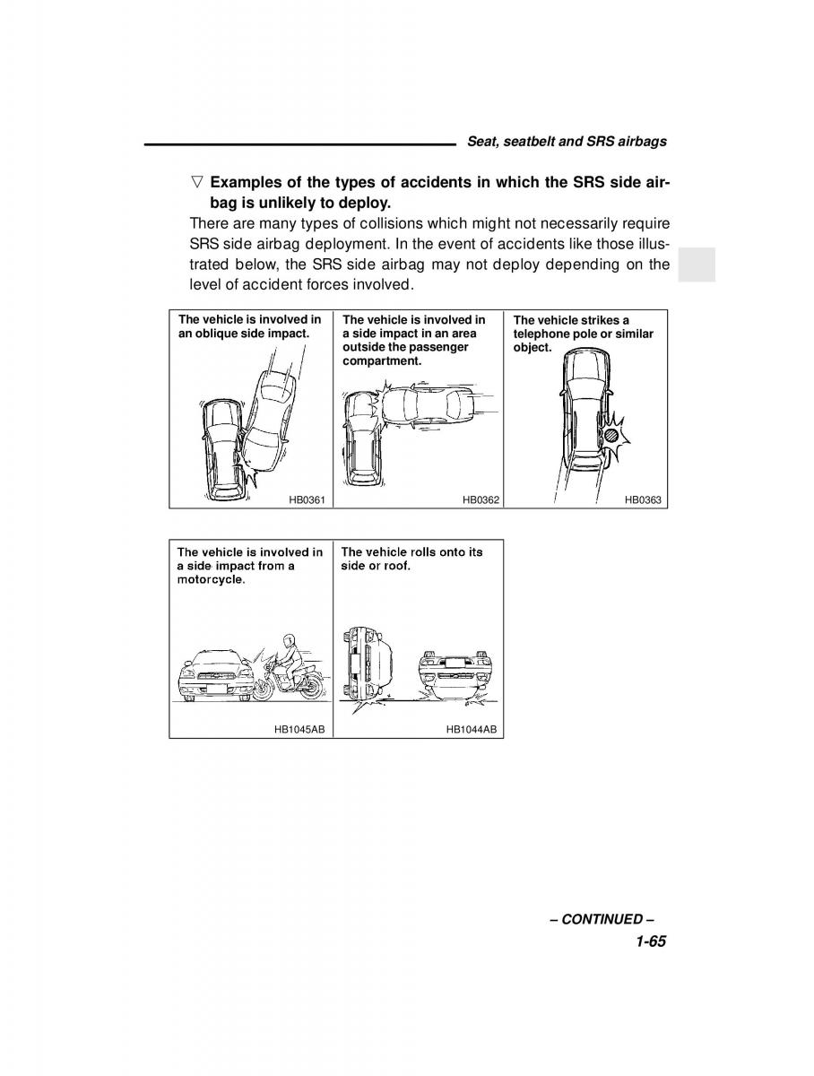 Subaru Outback Legacy owners manual / page 85