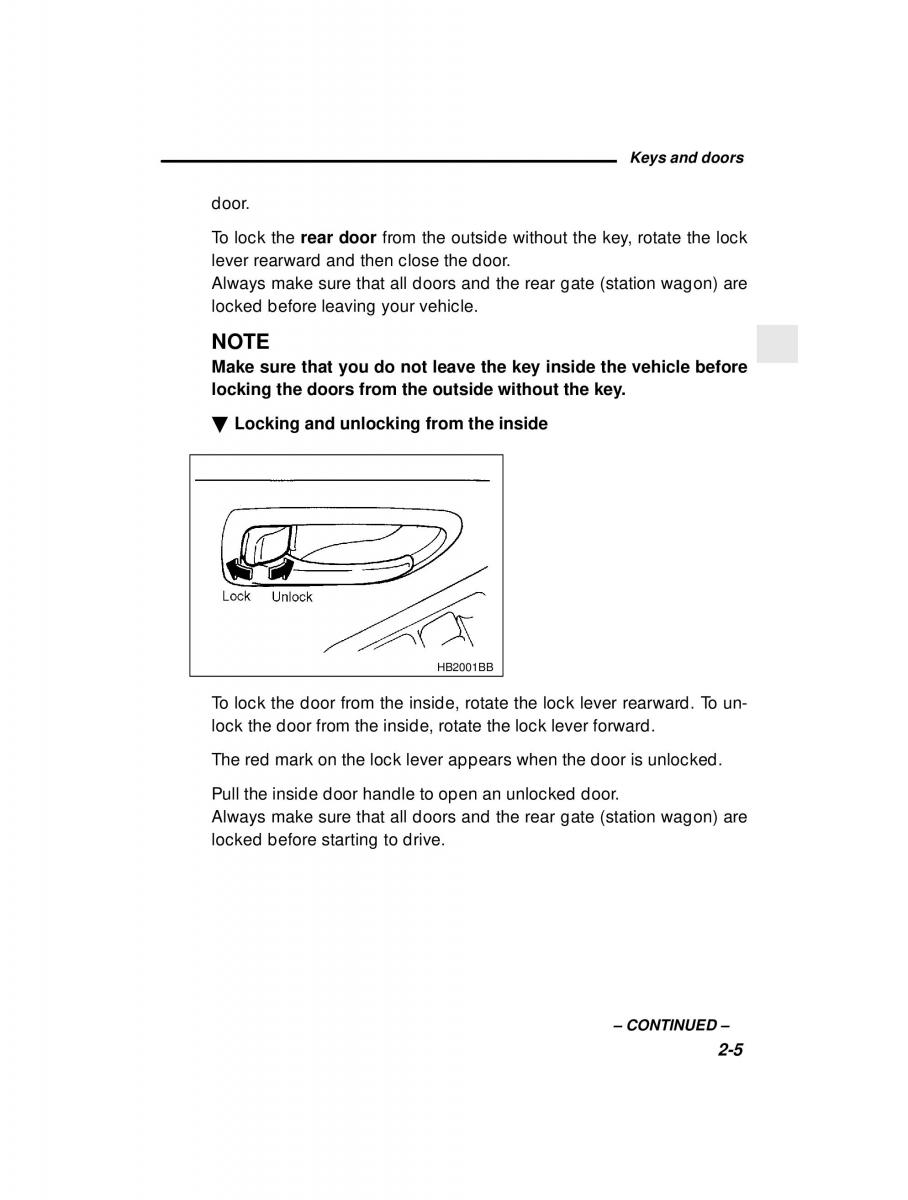 manual  Subaru Outback Legacy owners manual / page 95