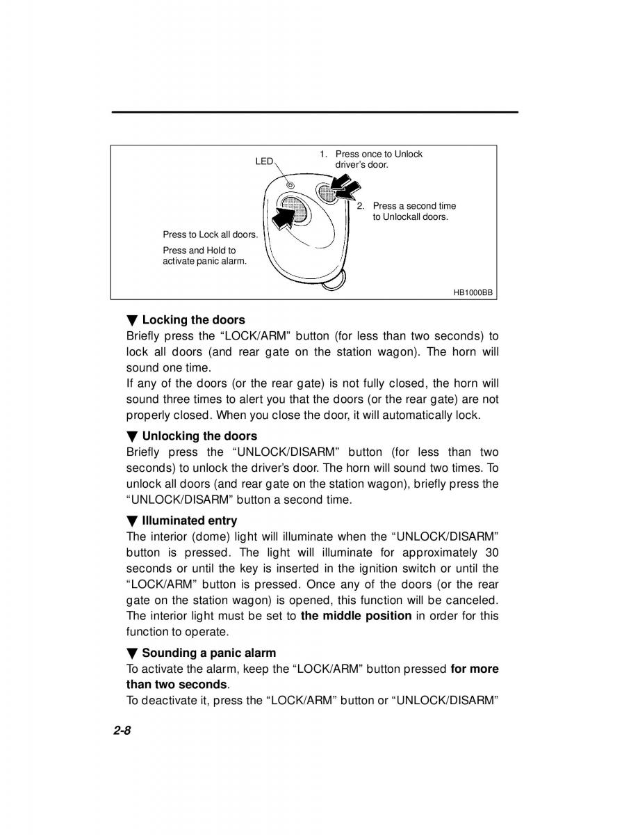 Subaru Outback Legacy owners manual / page 98