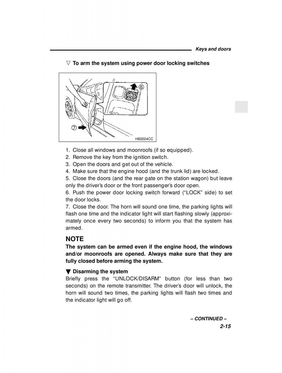 Subaru Outback Legacy owners manual / page 105