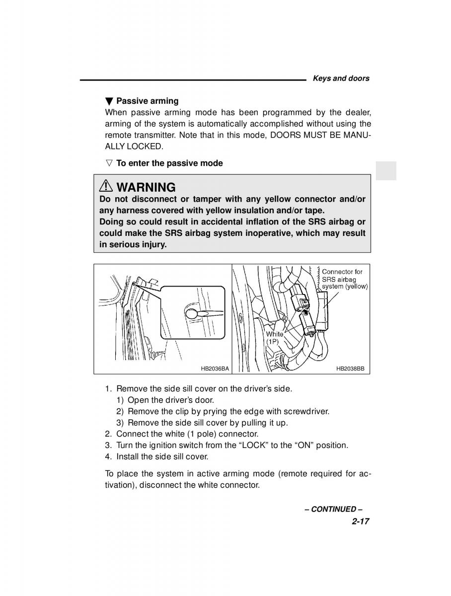 manual  Subaru Outback Legacy owners manual / page 107