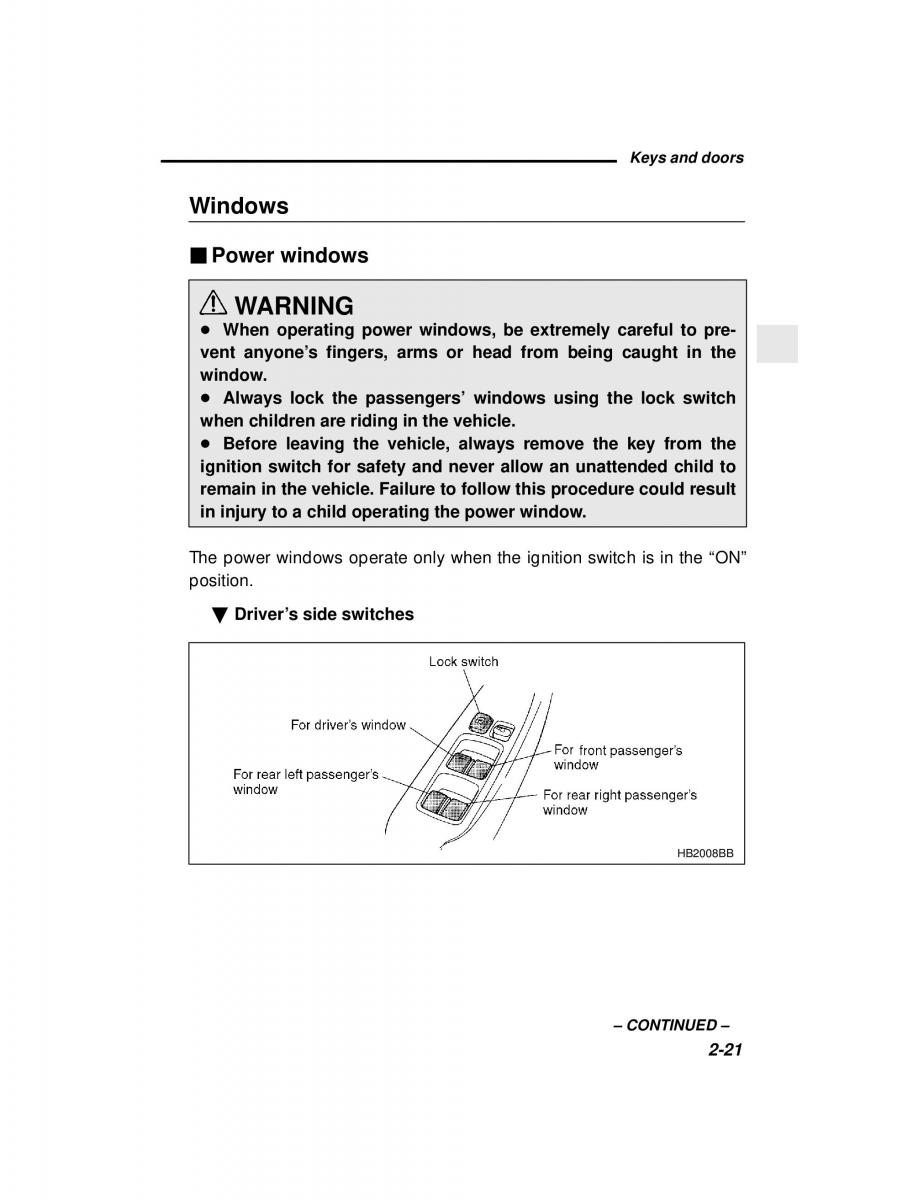 manual  Subaru Outback Legacy owners manual / page 111