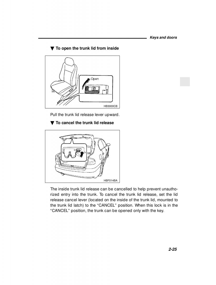 manual  Subaru Outback Legacy owners manual / page 115