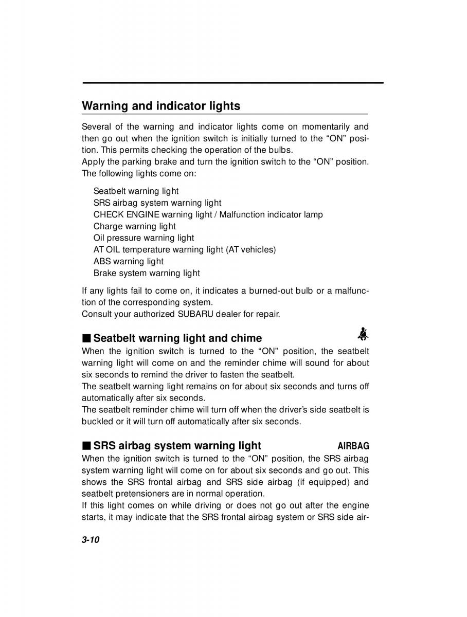 manual  Subaru Outback Legacy owners manual / page 131