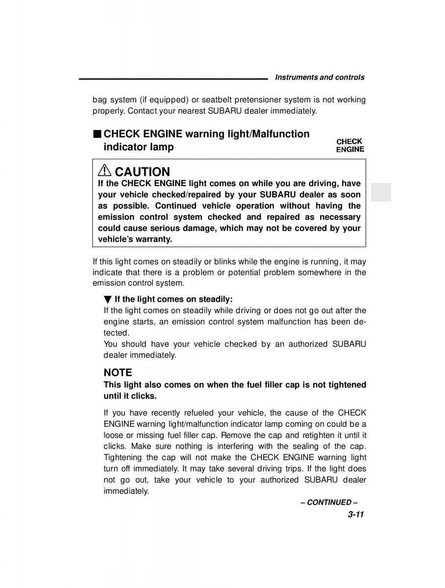 manual  Subaru Outback Legacy owners manual / page 132