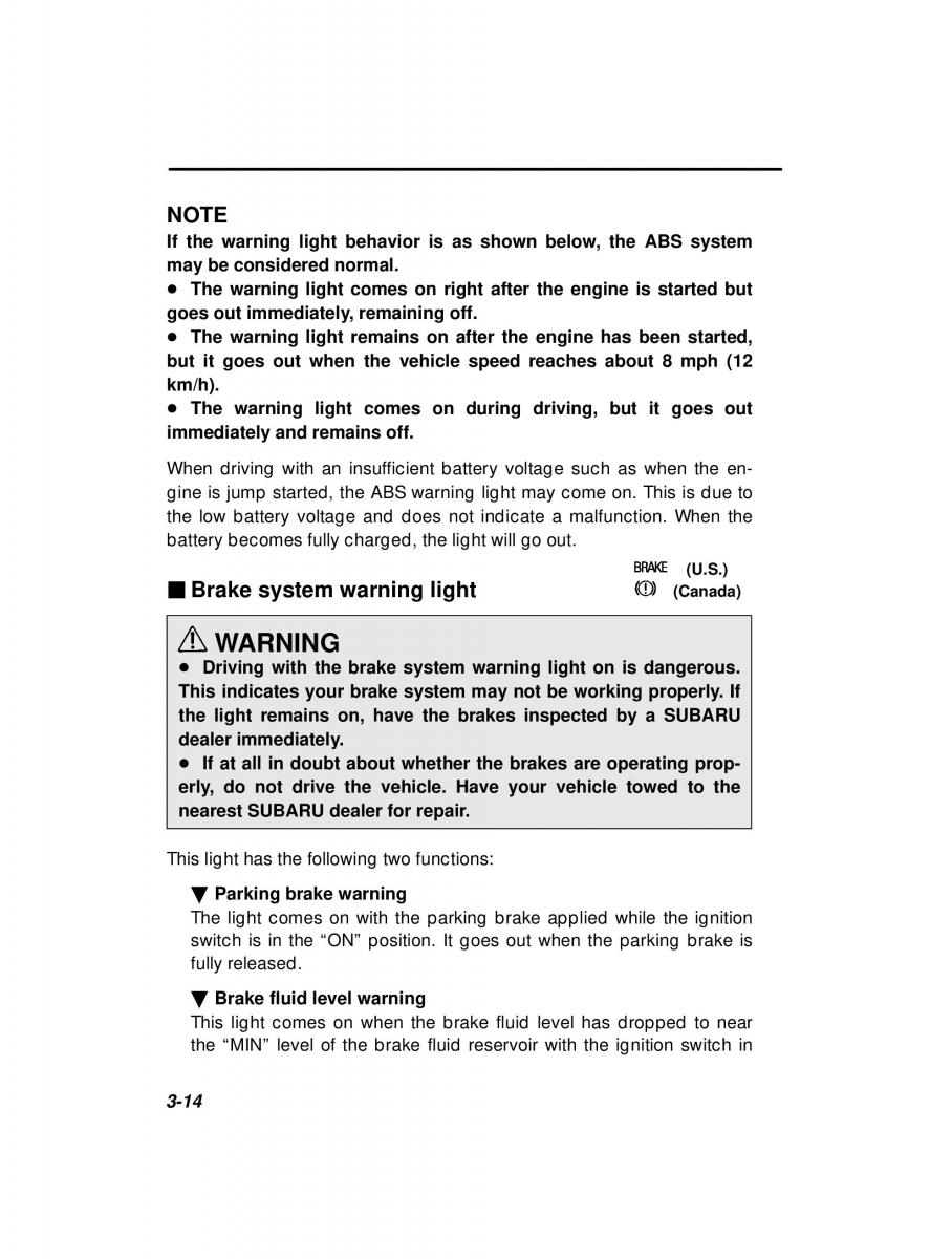 manual  Subaru Outback Legacy owners manual / page 135