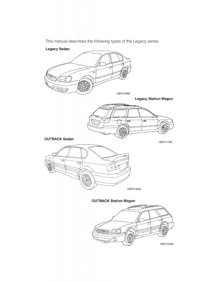 Subaru Outback Legacy owners manual / page 19