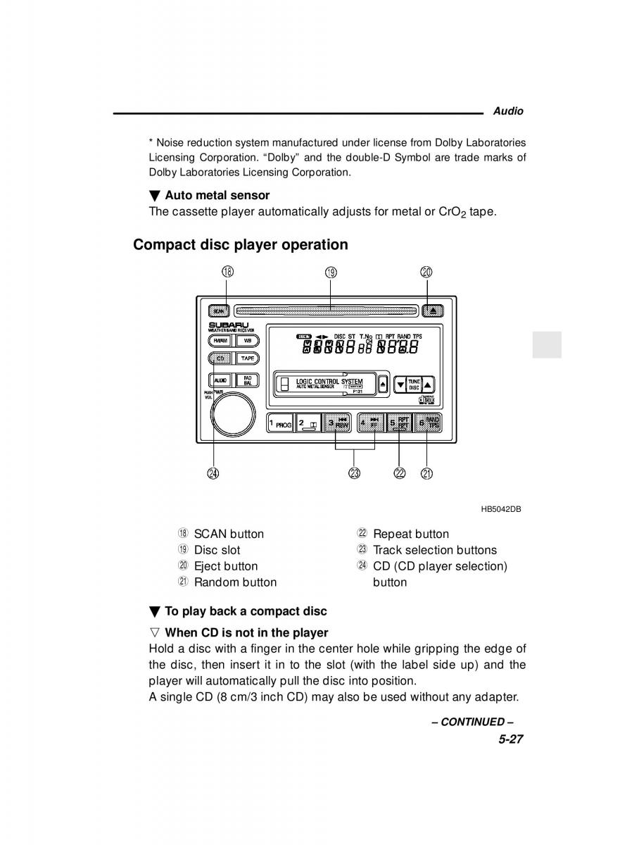 manual  Subaru Outback Legacy owners manual / page 196