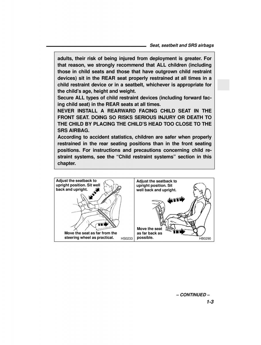 manual  Subaru Outback Legacy owners manual / page 23