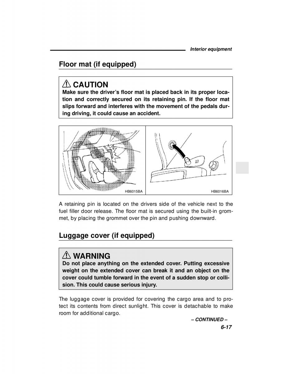 manual  Subaru Outback Legacy owners manual / page 233