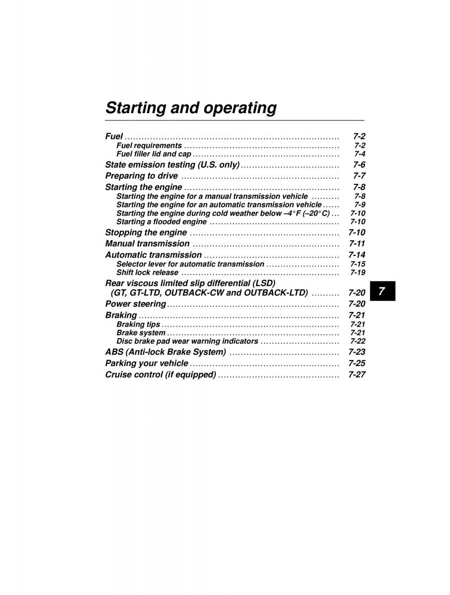 manual  Subaru Outback Legacy owners manual / page 238