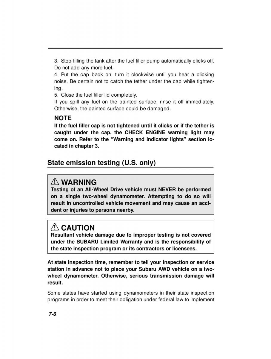 manual  Subaru Outback Legacy owners manual / page 243