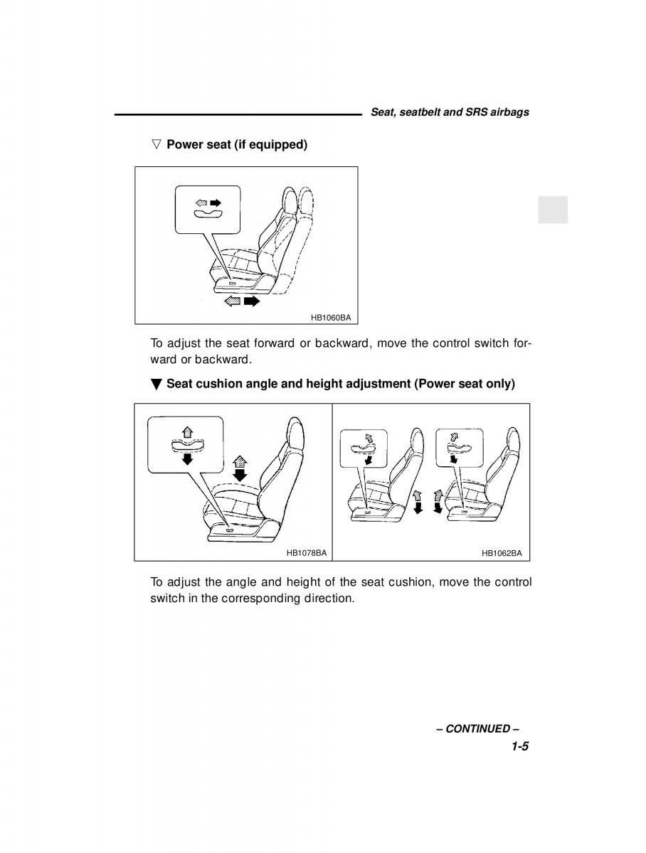 Subaru Outback Legacy owners manual / page 25