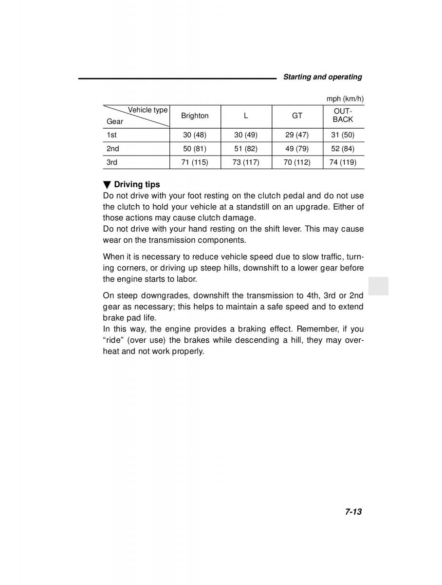 manual  Subaru Outback Legacy owners manual / page 250