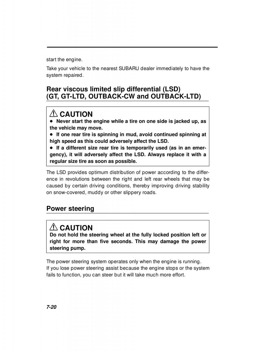 manual  Subaru Outback Legacy owners manual / page 257