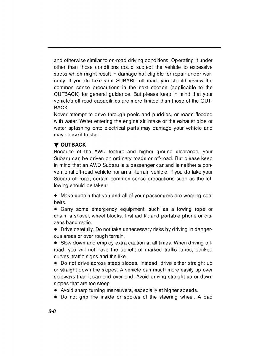 manual  Subaru Outback Legacy owners manual / page 274