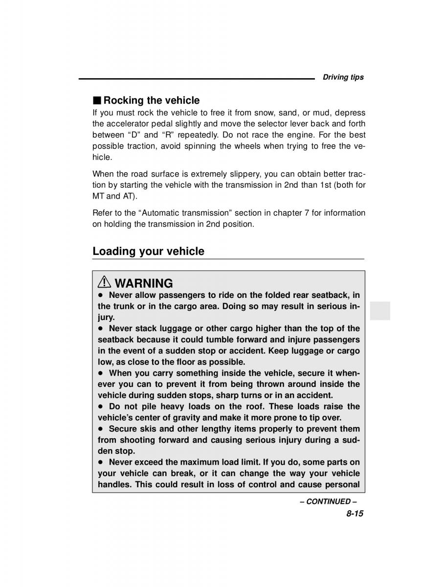 manual  Subaru Outback Legacy owners manual / page 281