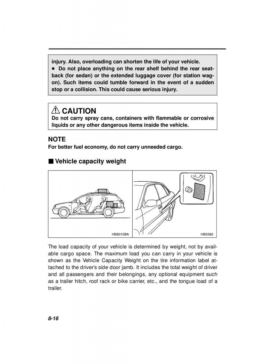 manual  Subaru Outback Legacy owners manual / page 282