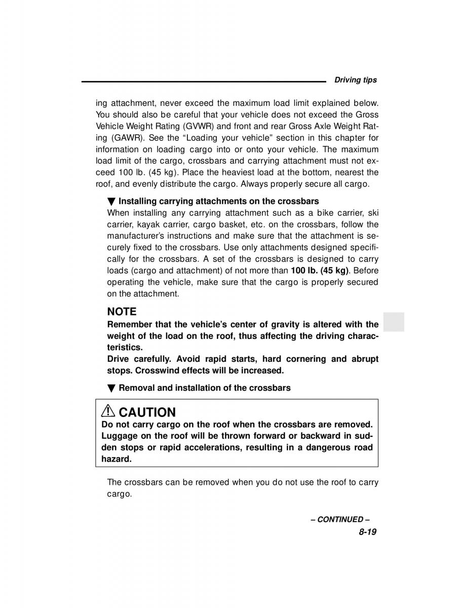 manual  Subaru Outback Legacy owners manual / page 285