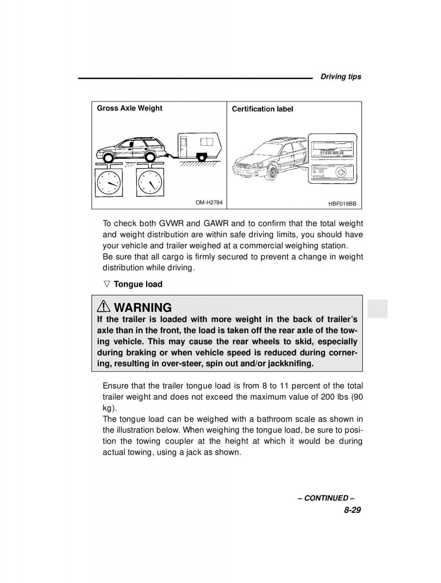 manual  Subaru Outback Legacy owners manual / page 295